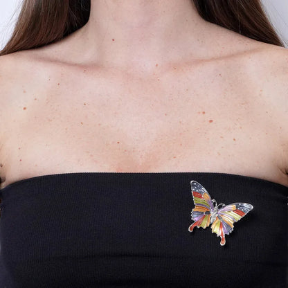 Spilla in Metallo magnetica farfalla multicolore smaltata