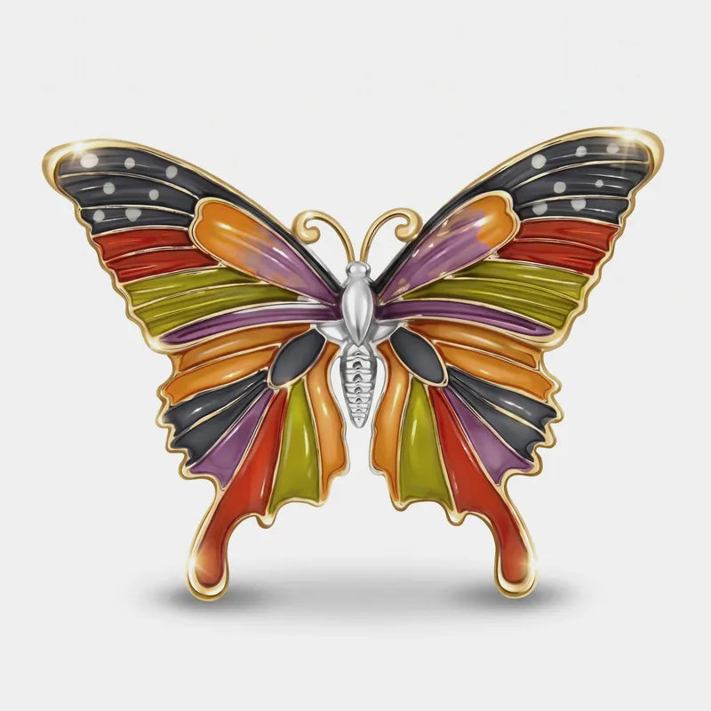 Spilla in Metallo magnetica farfalla multicolore smaltata