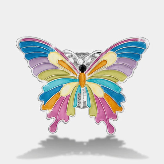 Spilla in Metallo magnetica farfalla smaltata multicolore