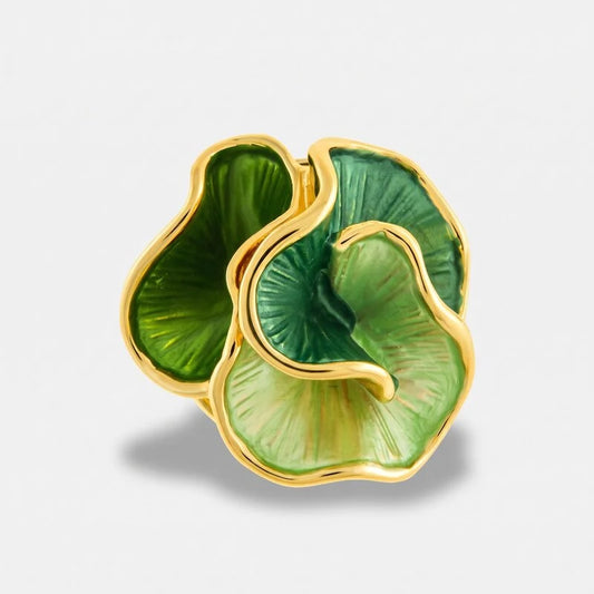 Spilla in Metallo magnetica con petali smaltati verdi