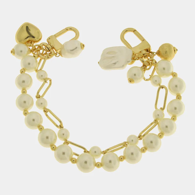 Accessorio borsa in Metallo doppia catena con perle