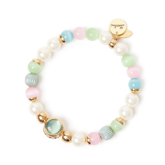 Bracciale elastico perle, sfere e cabochon Tarocchi - Multicolor