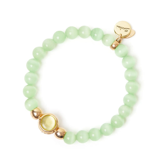 Bracciale elastico sfere e cabochon Tarocchi - Verde