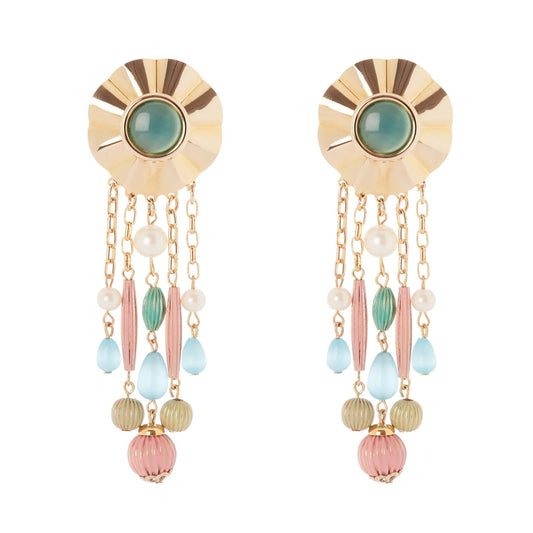Orecchini fiore e frangia Tarocchi - Multicolor