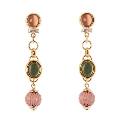 Orecchini cabochon ed elementi incatenati Tarocchi - Multicolor