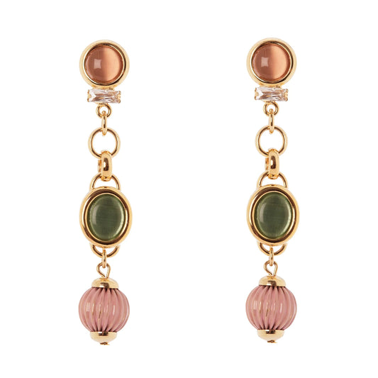 Orecchini cabochon ed elementi incatenati Tarocchi - Multicolor