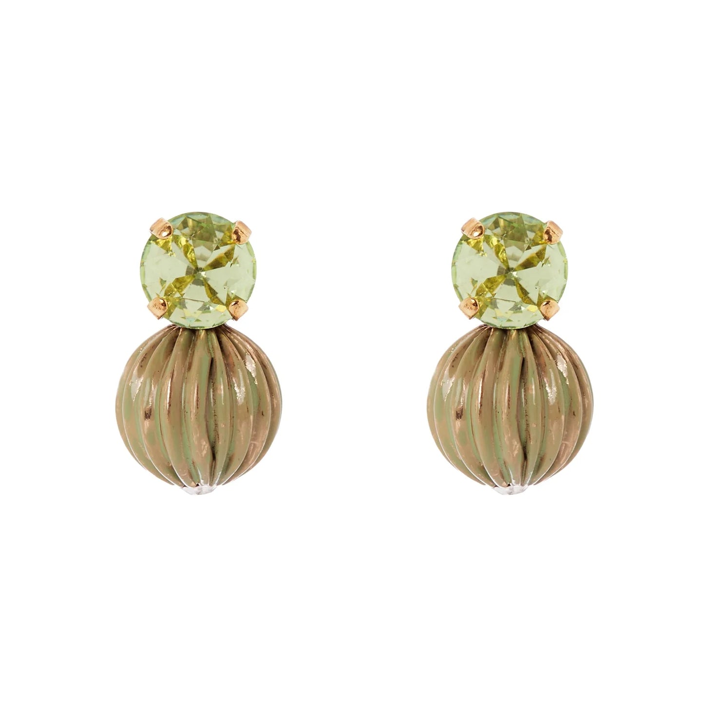 Orecchini cristallo e sfera rigata Tarocchi - Verde