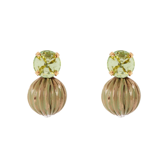 Orecchini cristallo e sfera rigata Tarocchi - Verde