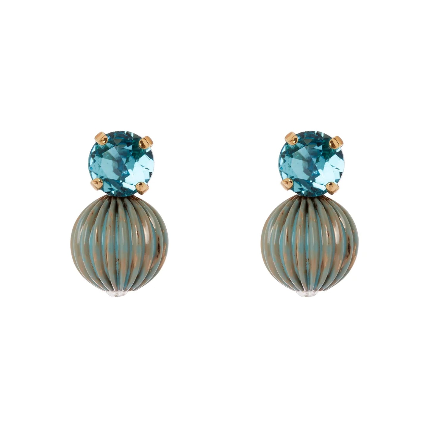 Orecchini cristallo e sfera rigata Tarocchi - Blu