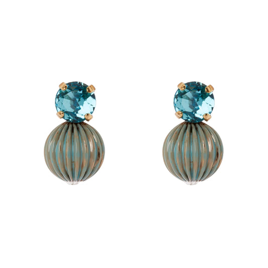 Orecchini cristallo e sfera rigata Tarocchi - Blu