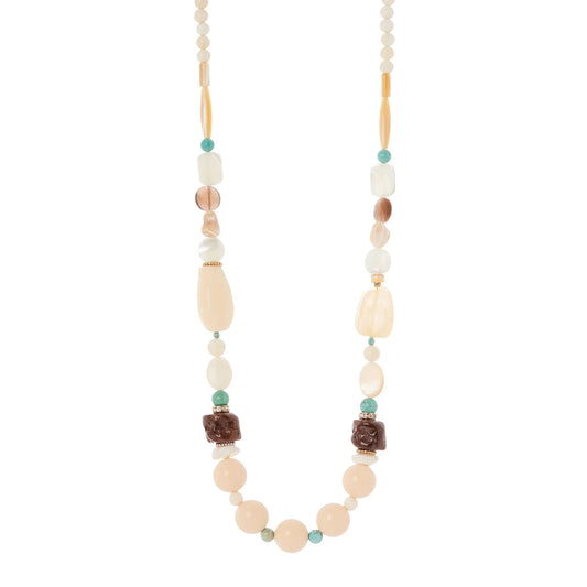 Collana lunga boule, sassolini e bonbon Maresia - Multicolor
