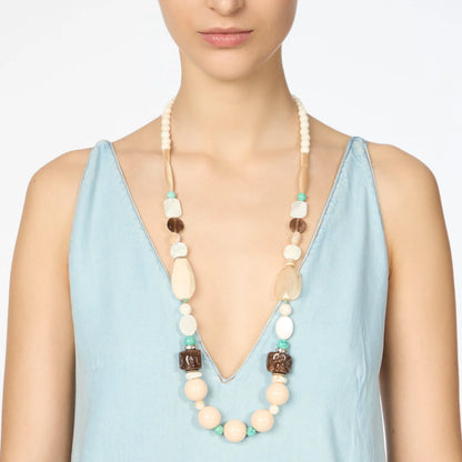 Collana lunga boule, sassolini e bonbon Maresia - Multicolor