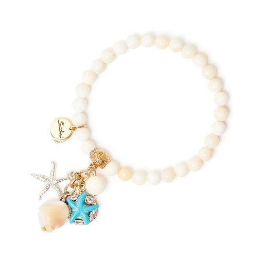 Bracciale elastico boule ed elementi marini Maresia - Multicolor