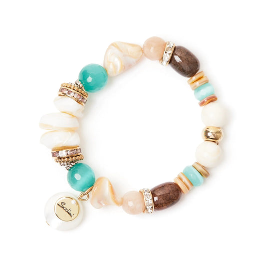 Bracciale elastico boule anellini e perla Maresia - Multicolor