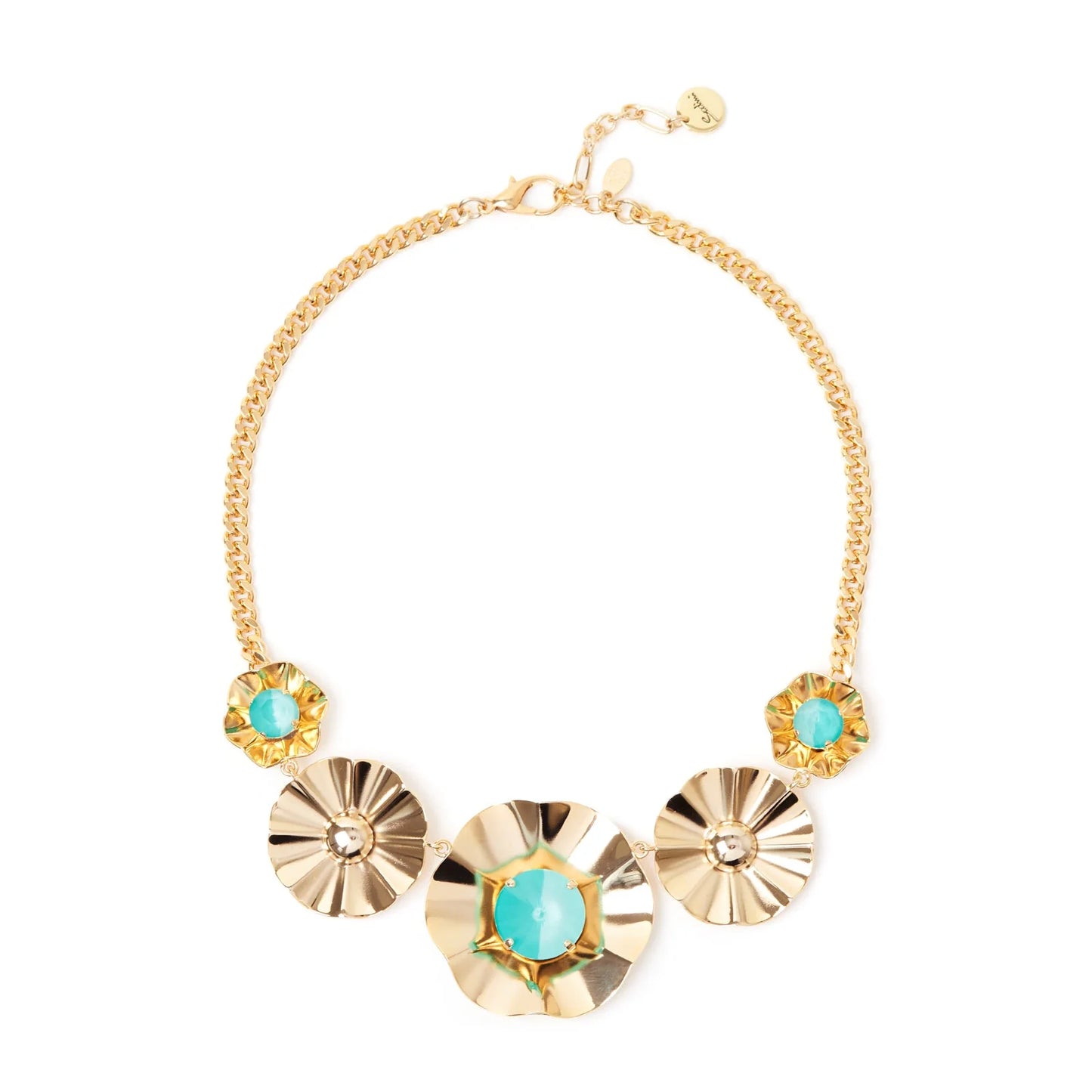 Collana corta groumette e fiori Ribera - Blu