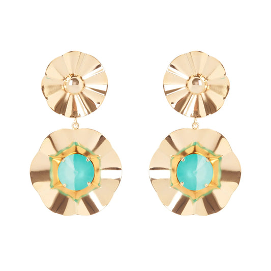 Orecchini a due dischetti ondulati Ribera - Blu