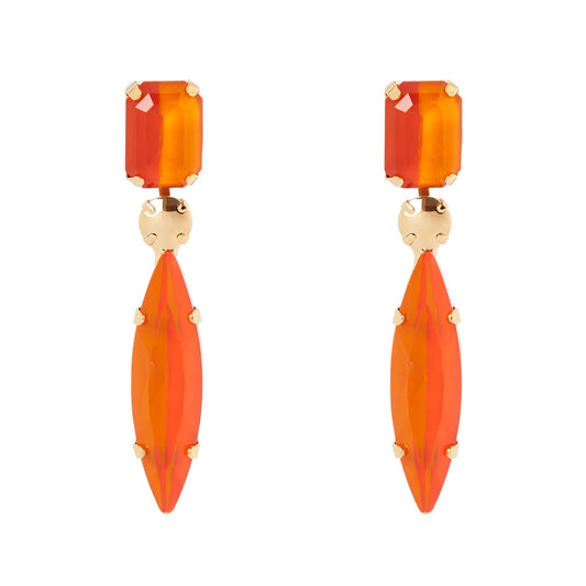 Orecchini a due cristalli Ribera - Arancio
