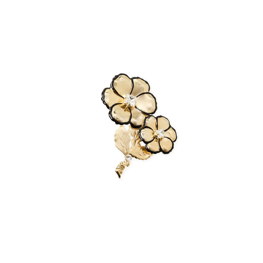 Spilla due fiori foglia La Dame - Oro