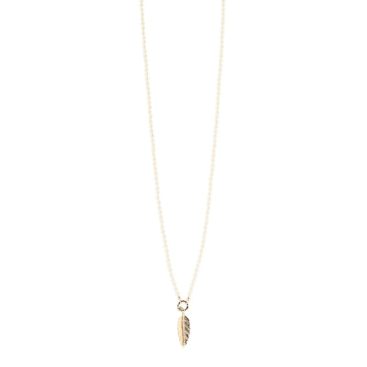 Collana lunga perle foglia pendente Daphne - Oro