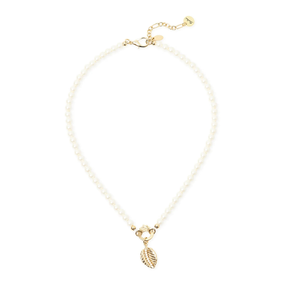 Collana corta perle foglia pendente Daphne - Oro
