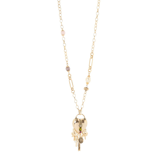 Collana lunga cuore mini pendenti Naos - Oro