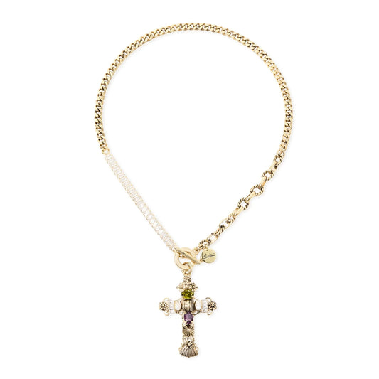Collana corta tre stili croce Naos - Oro