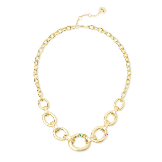 Collana corta rolò grandi maglie cristalli Emilia - Multicolor