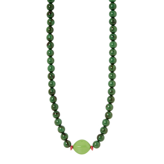 Collana boule ed elemento a quattro lati Apuana - Verde