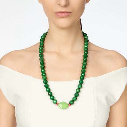 Collana boule ed elemento a quattro lati Apuana - Verde