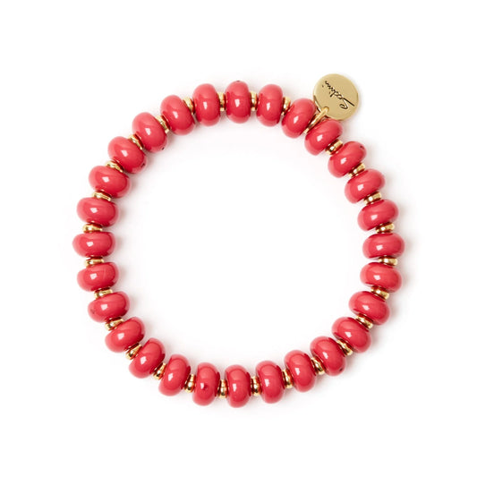Bracciale elastico bonbon e anellini Apuana - Rosso