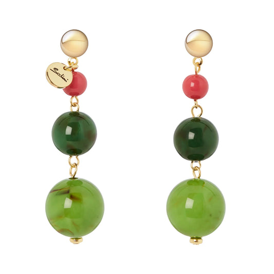 Orecchini a tre boule degradè Apuana - Multicolor
