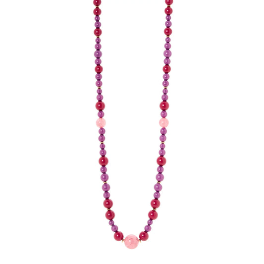 Collana lunga sfere variegate Belle Epoque - Viola