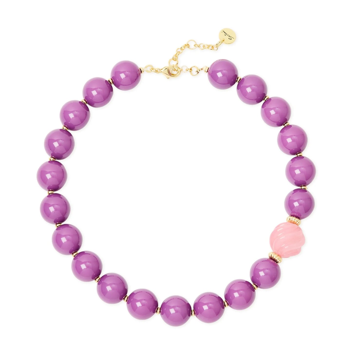 Collana corta sfere e boule rigata Belle Epoque - Viola