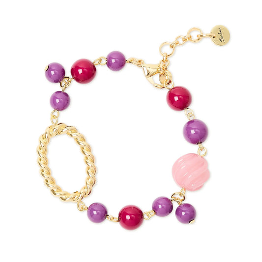Bracciale sfere e anello ovale Belle Epoque - Viola