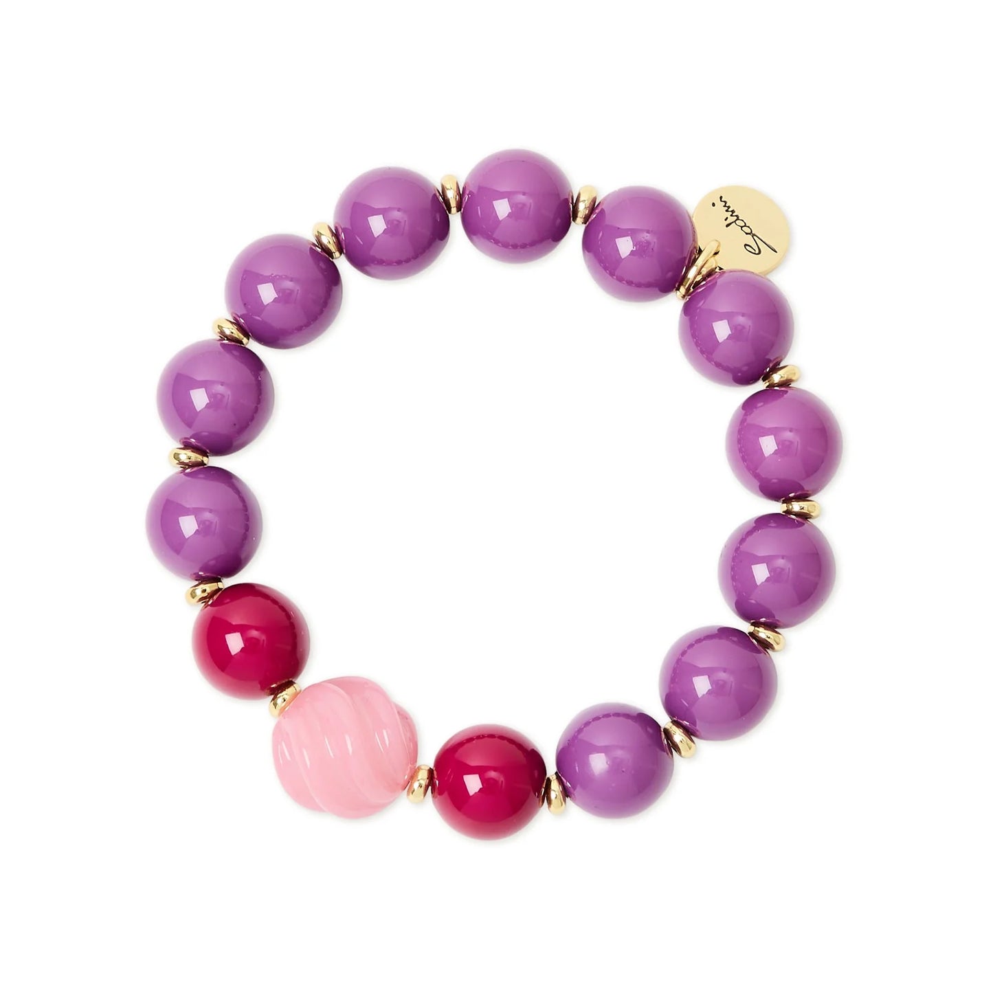 Bracciale elastico sfere e boule rigata Belle Epoque - Viola