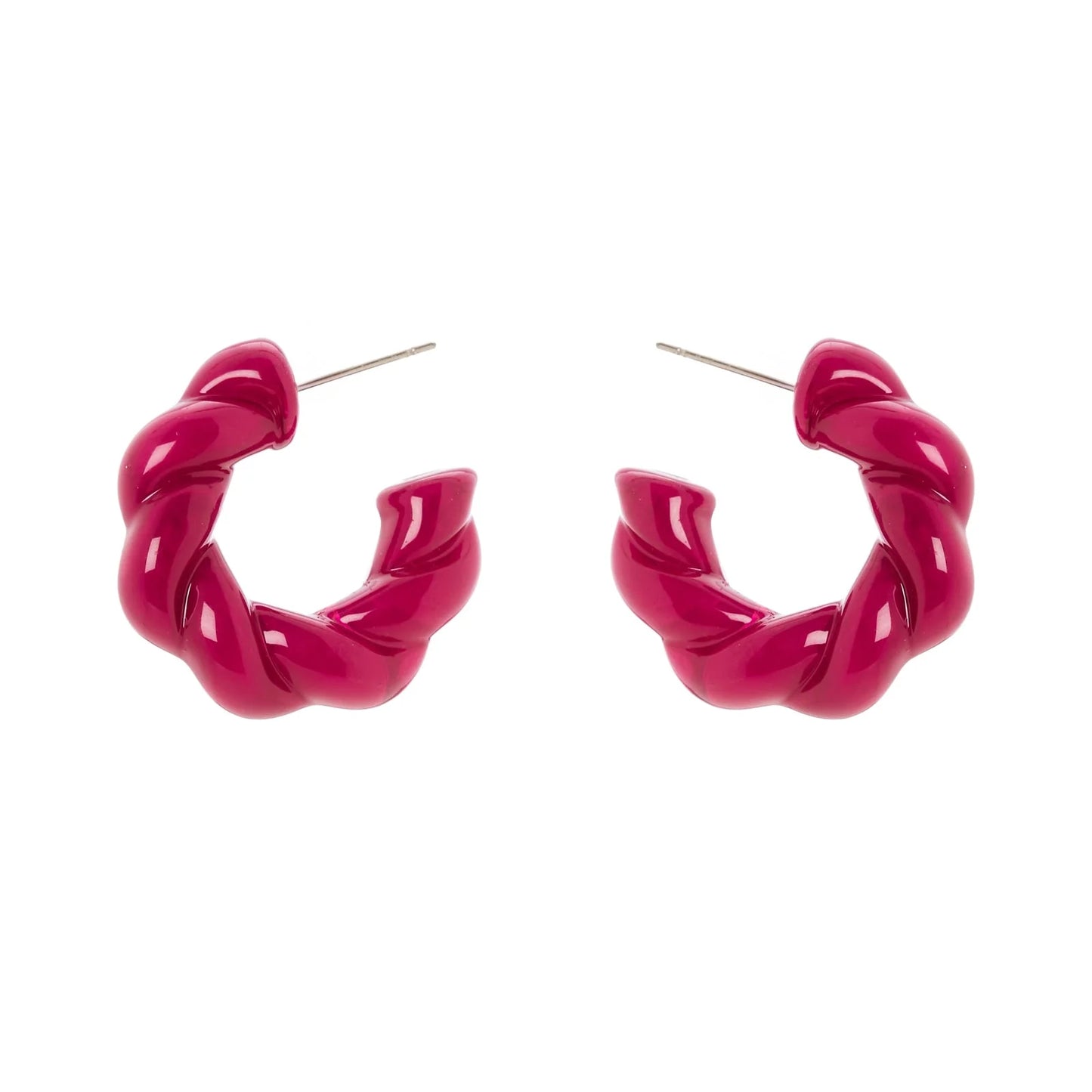 Orecchini cerchietto torchon Belle Epoque - Fucsia
