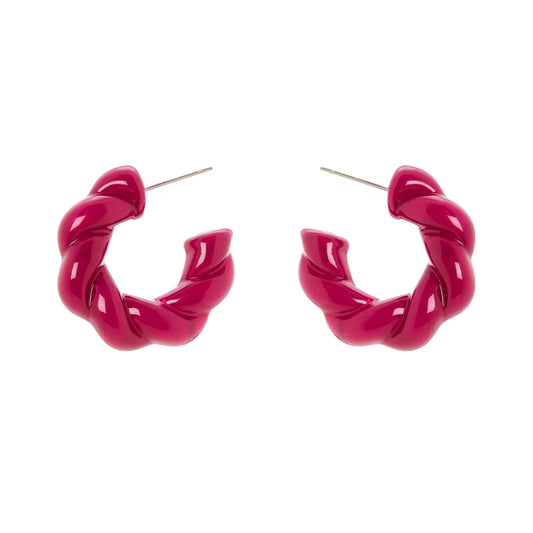 Orecchini cerchietto torchon Belle Epoque - Fucsia