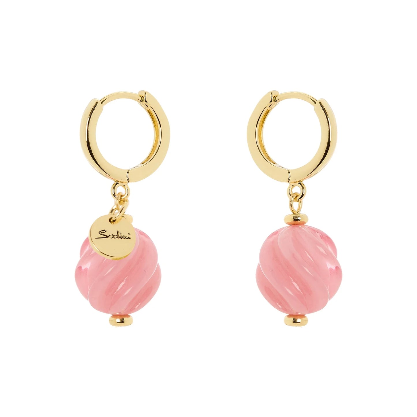 Orecchini cerchietto e boule pendente Belle Epoque - Rosa