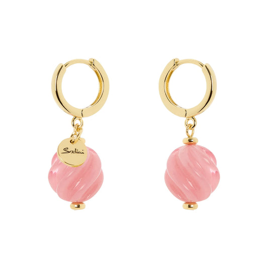 Orecchini cerchietto e boule pendente Belle Epoque - Rosa