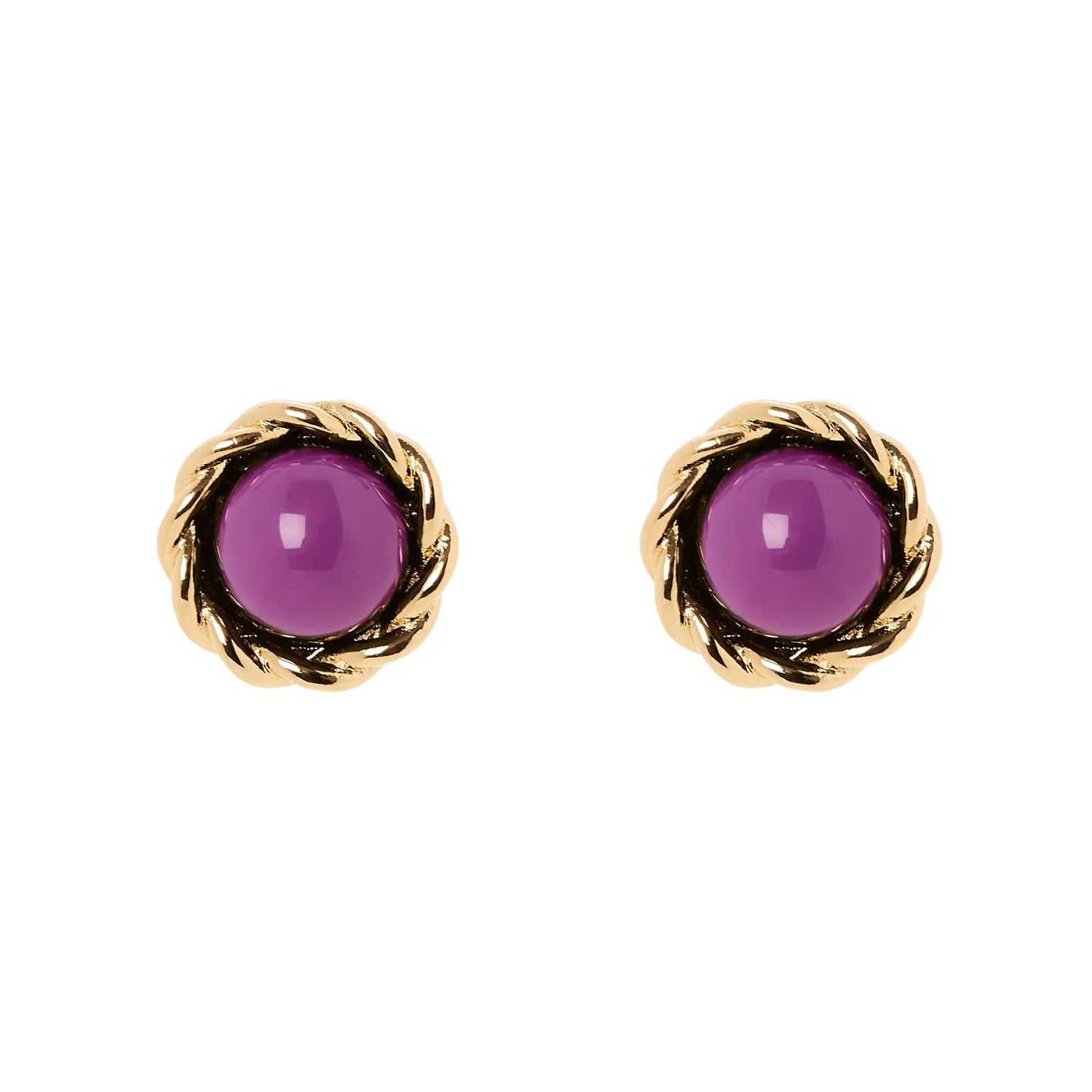 Orecchini mini bottone cabochon Belle Epoque - Viola