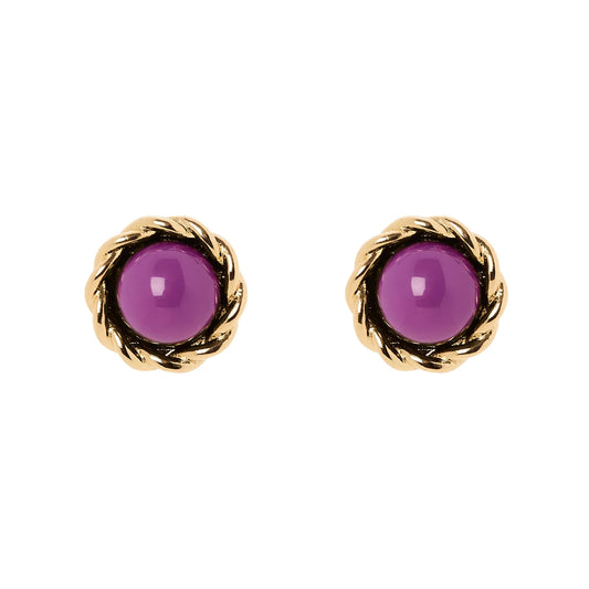 Orecchini mini bottone cabochon Belle Epoque - Viola