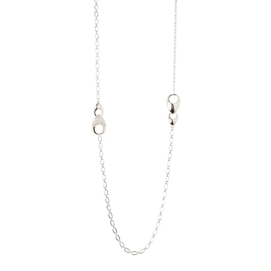 Collana lunga maglie lunghe e gocce Deva - Argento