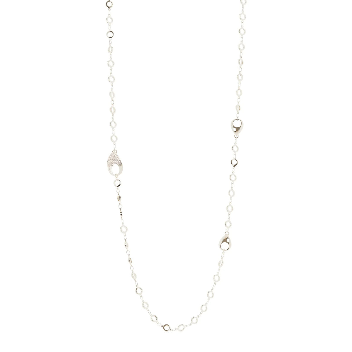 Collana lunga anelli e gocce Deva - Argento