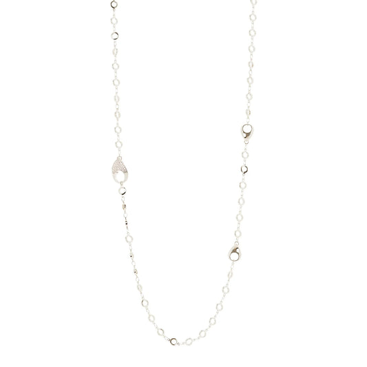 Collana lunga anelli e gocce Deva - Argento