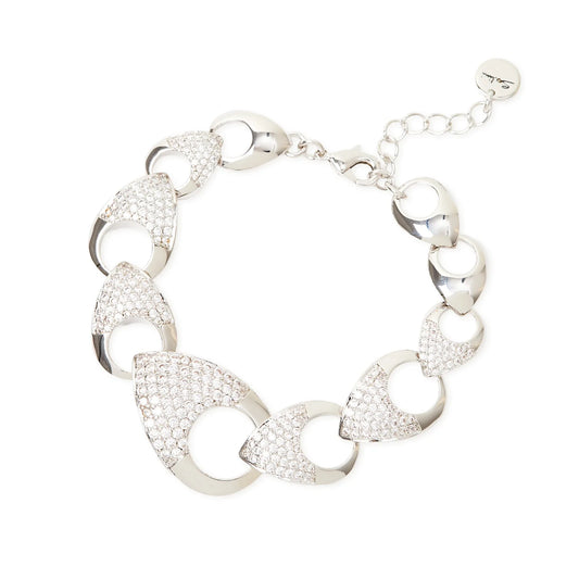 Bracciale gocce cave e pavè Deva - Argento