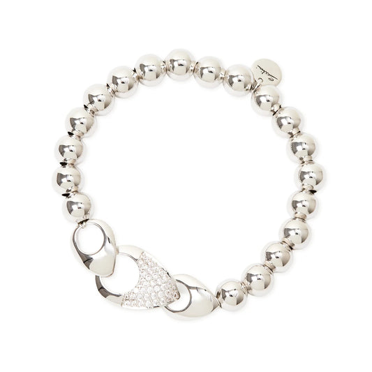 Bracciale elastico sfere tre gocce pavè Deva - Argento