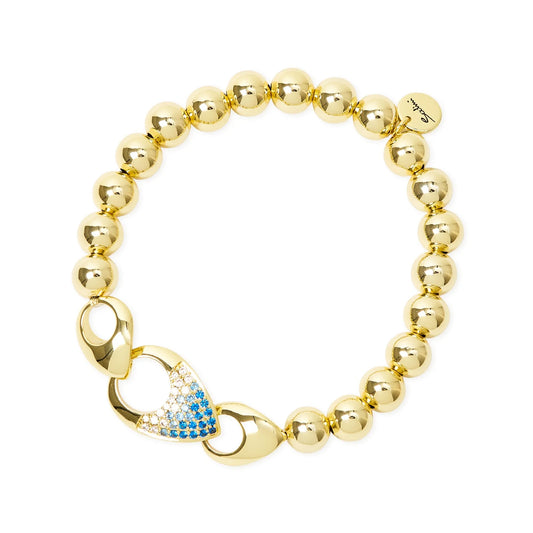 Bracciale elastico sfere tre gocce pavè Deva - Oro