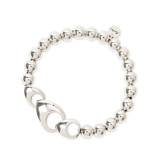 Bracciale elastico sfere tre gocce Deva - Argento
