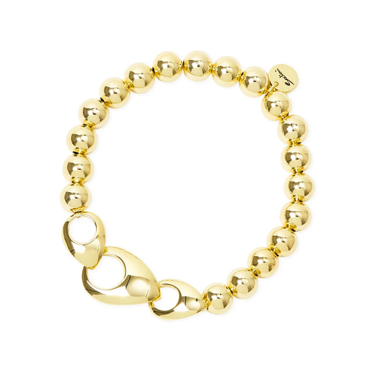 Bracciale elastico sfere tre gocce Deva - Oro