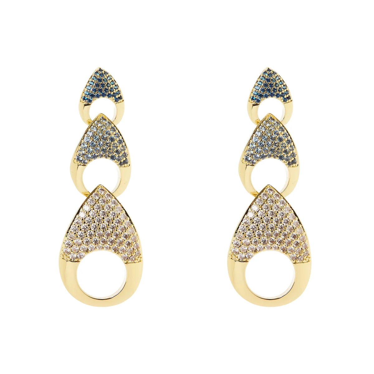 Orecchini tre gocce pavè Deva - Oro